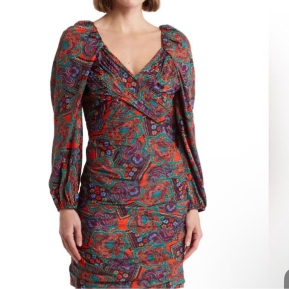 Veronica Beard Bellino Paisley Long Sleeve Dress NWT - Picture 2 of 8